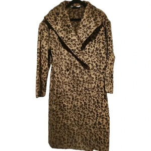JustFab Leopard Print Plush Trench Coat – Size S